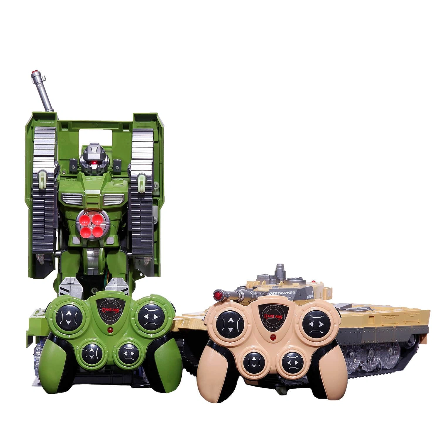 RC Robot Tank: Transforms & Conquers! Battery-Powered Beast Unleashed! Desert Tan Fury!